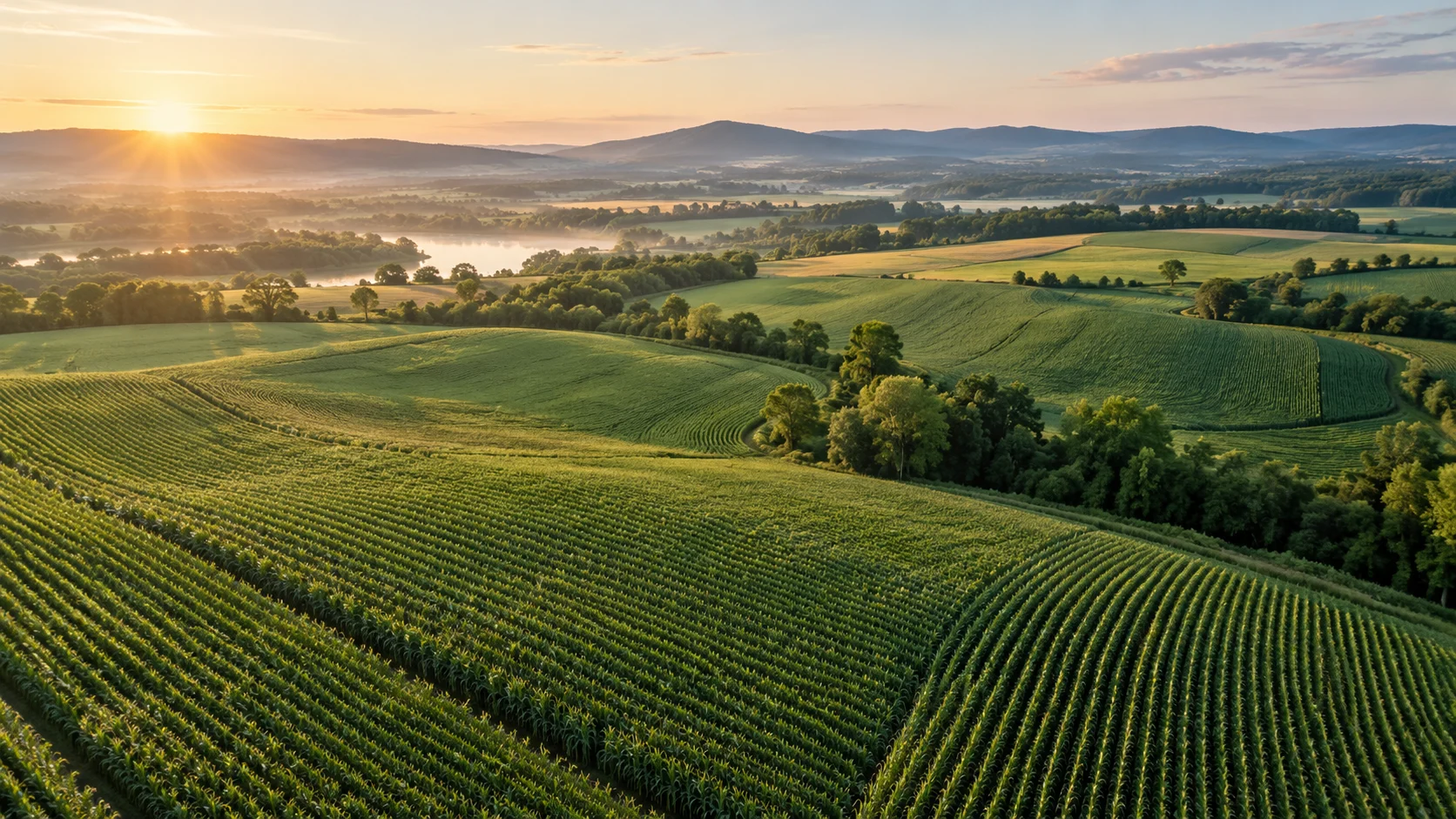 Illustrative agricultural landscape of cultivated fields
